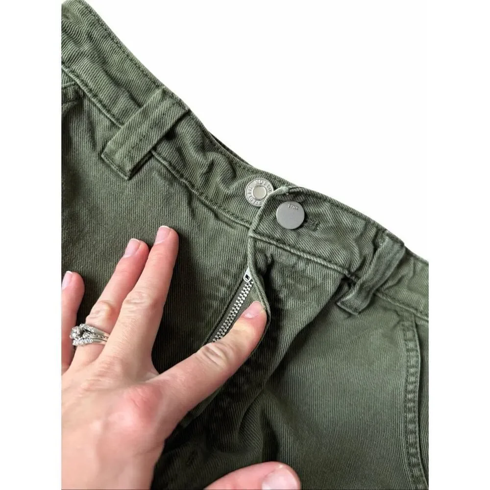 TNA Aritzia Greenwich Pants High waist relaxed twill carpenter Gd fatigue green